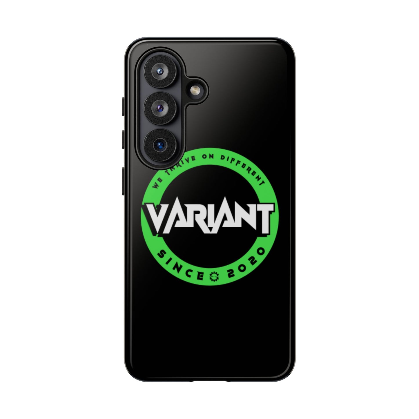 Variant Logo Tough Phone Case — Green Circle "We Thrive on Different" Design