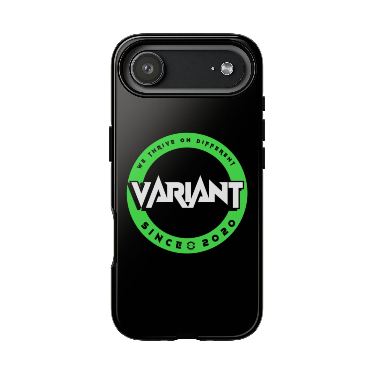 Variant Logo Tough Phone Case — Green Circle "We Thrive on Different" Design