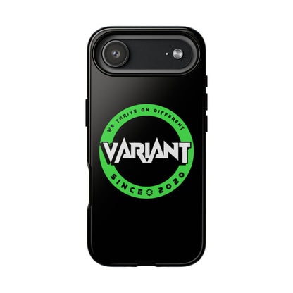 Variant Logo Tough Phone Case — Green Circle "We Thrive on Different" Design