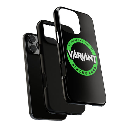 Variant Logo Tough Phone Case — Green Circle "We Thrive on Different" Design