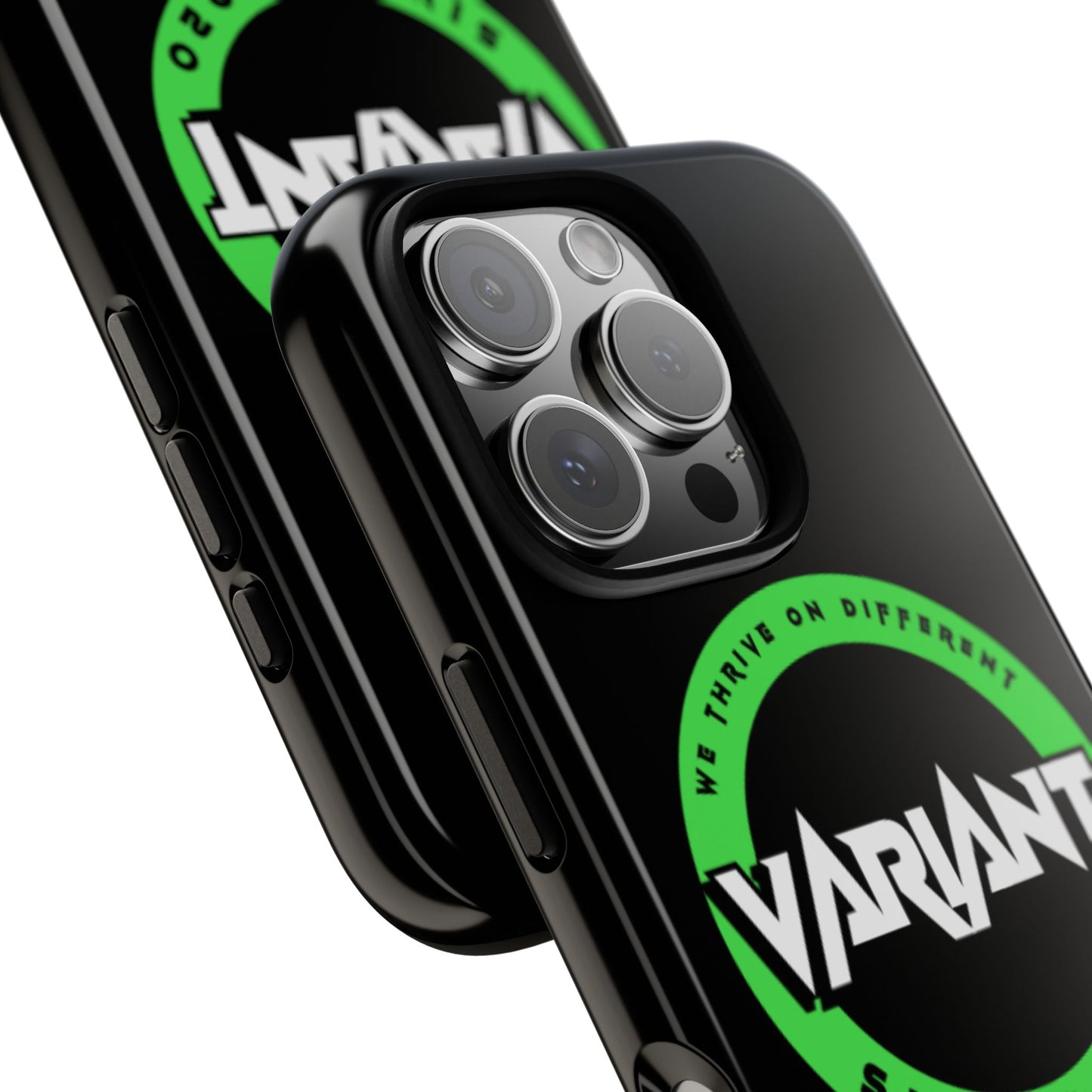 Variant Logo Tough Phone Case — Green Circle "We Thrive on Different" Design
