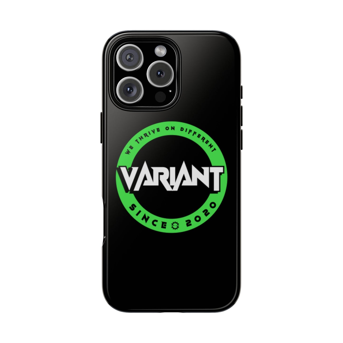 Variant Logo Tough Phone Case — Green Circle "We Thrive on Different" Design