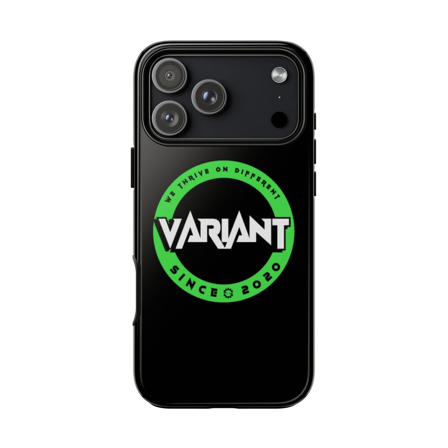 Variant Logo Tough Phone Case — Green Circle "We Thrive on Different" Design