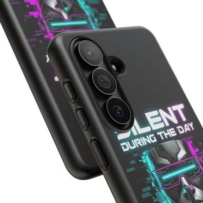 Silent During the Day Active During the Night Phone Case — Neon Cyberpunk Gamer iPhone Cover