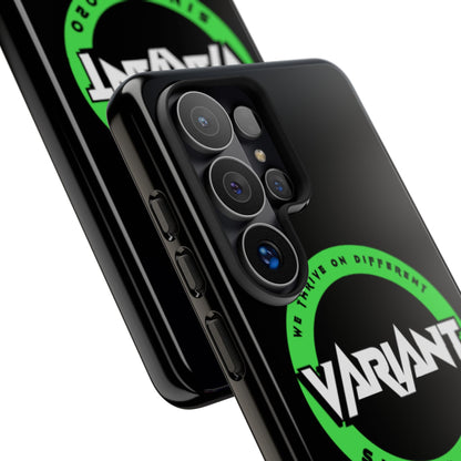 Variant Logo Tough Phone Case — Green Circle "We Thrive on Different" Design