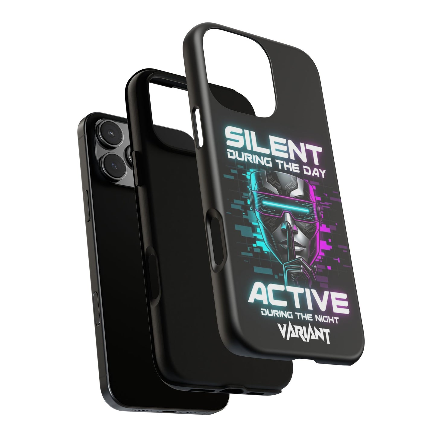 Silent During the Day Active During the Night Phone Case — Neon Cyberpunk Gamer iPhone Cover