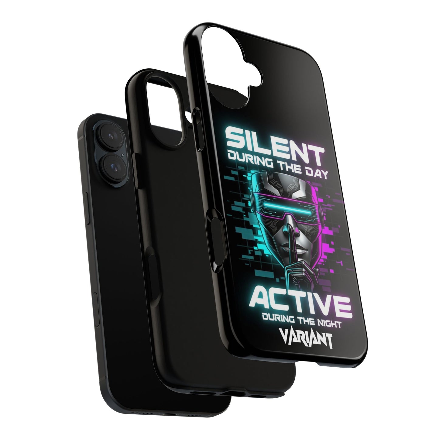 Silent During the Day Active During the Night Phone Case — Neon Cyberpunk Gamer iPhone Cover