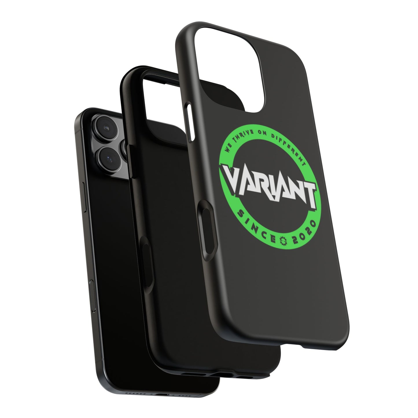 Variant Logo Tough Phone Case — Green Circle "We Thrive on Different" Design
