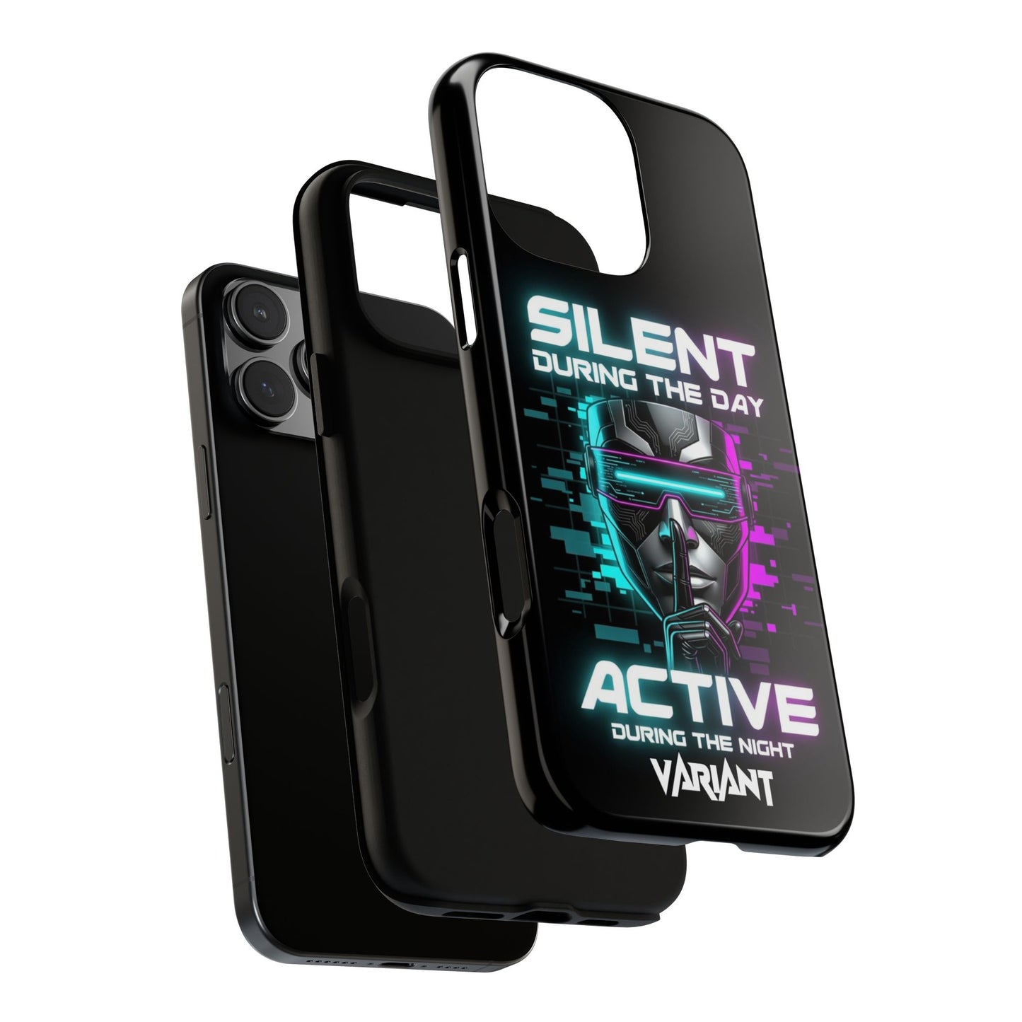 Silent During the Day Active During the Night Phone Case — Neon Cyberpunk Gamer iPhone Cover