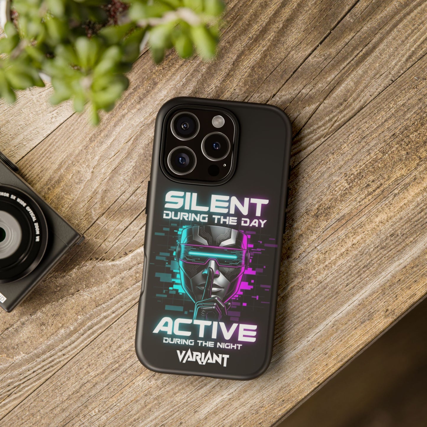 Silent During the Day Active During the Night Phone Case — Neon Cyberpunk Gamer iPhone Cover