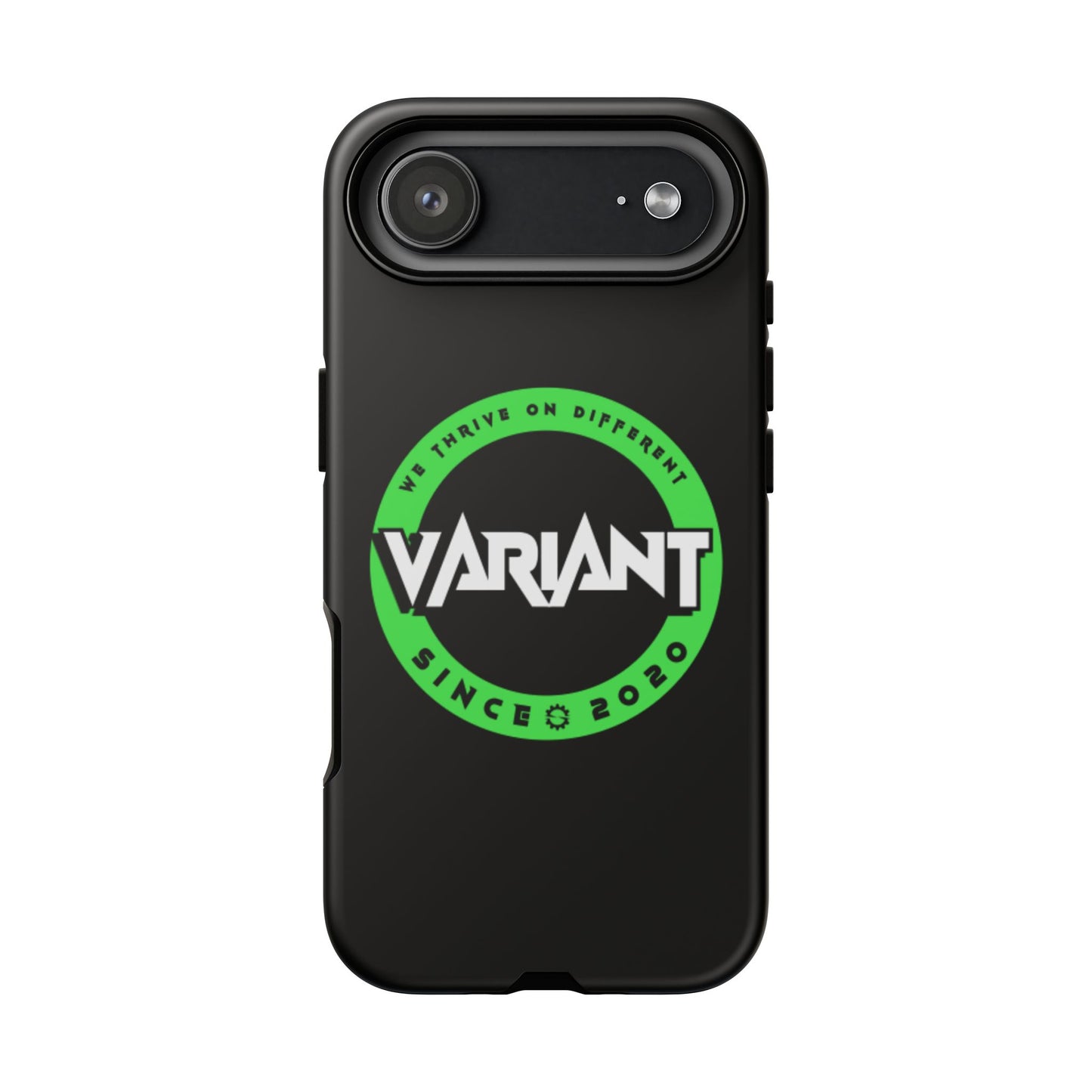 Variant Logo Tough Phone Case — Green Circle "We Thrive on Different" Design