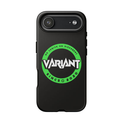 Variant Logo Tough Phone Case — Green Circle "We Thrive on Different" Design