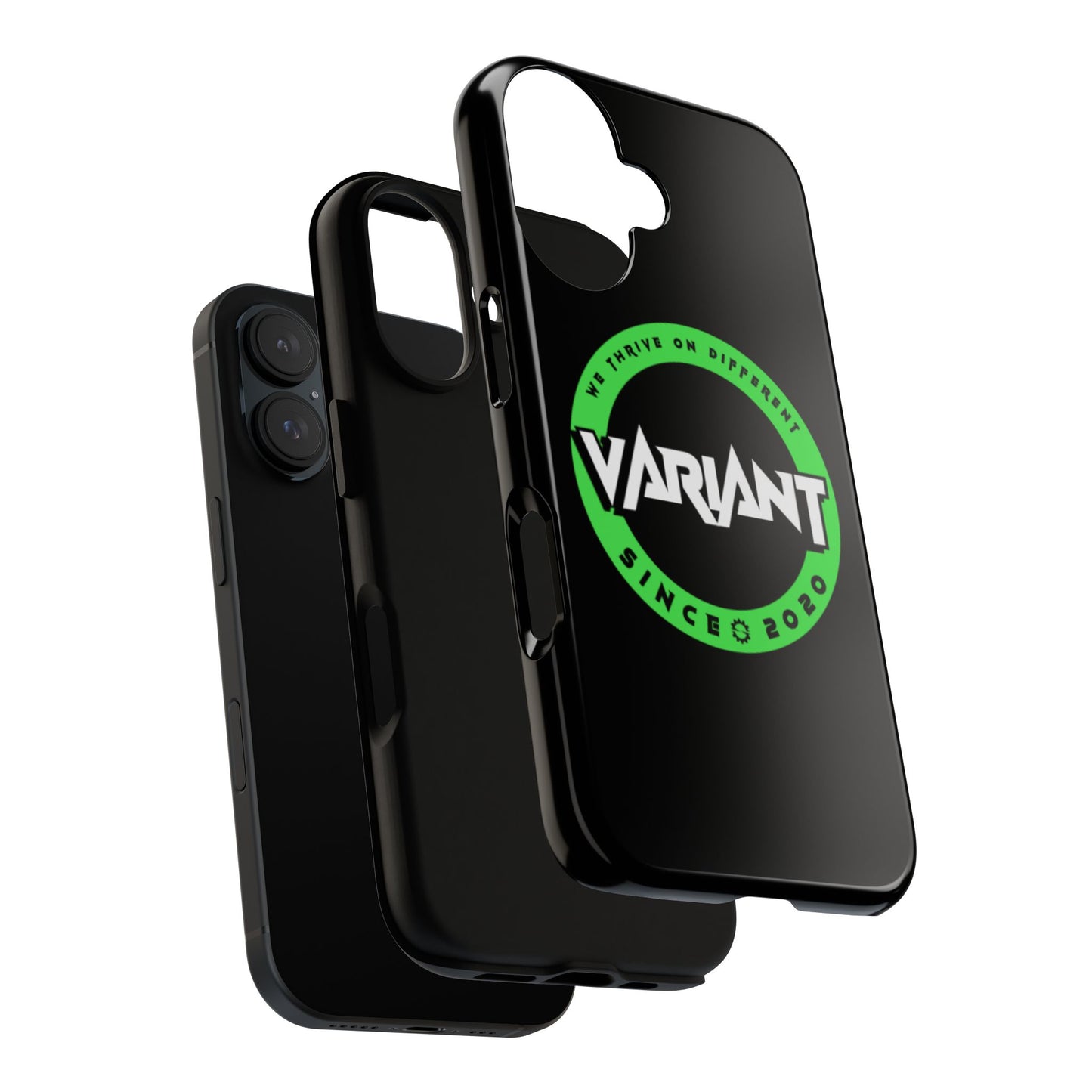 Variant Logo Tough Phone Case — Green Circle "We Thrive on Different" Design