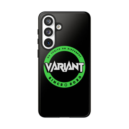 Variant Logo Tough Phone Case — Green Circle "We Thrive on Different" Design