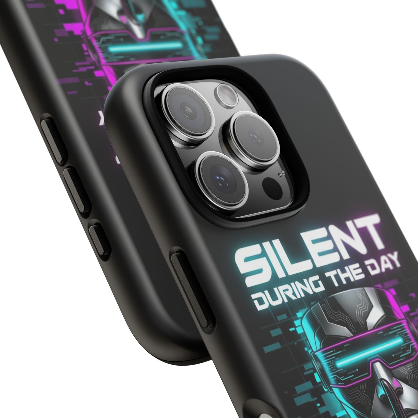 Silent During the Day Active During the Night Phone Case — Neon Cyberpunk Gamer iPhone Cover