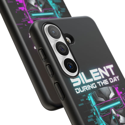 Silent During the Day Active During the Night Phone Case — Neon Cyberpunk Gamer iPhone Cover