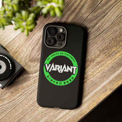 Variant Logo Tough Phone Case — Green Circle "We Thrive on Different" Design