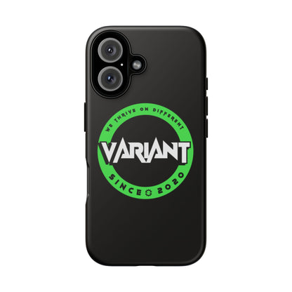Variant Logo Tough Phone Case — Green Circle "We Thrive on Different" Design