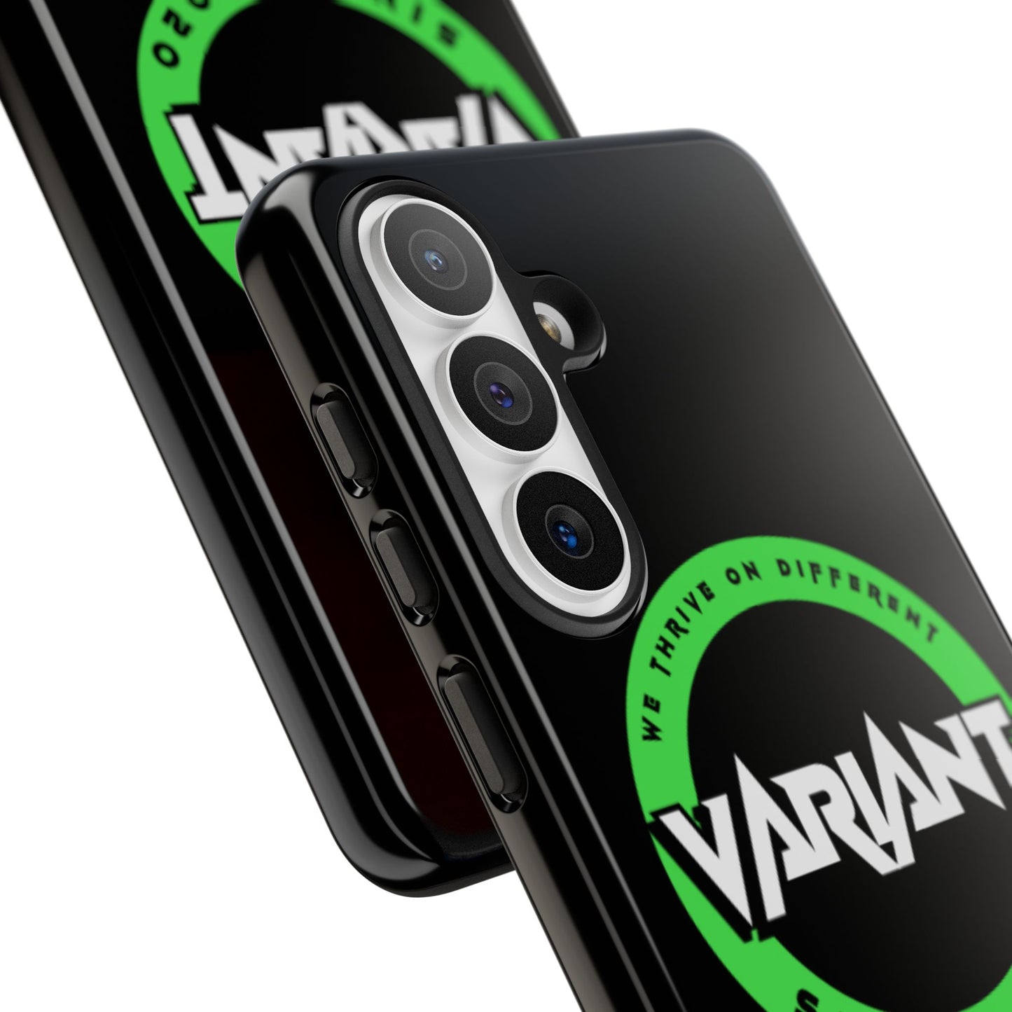 Variant Logo Tough Phone Case — Green Circle "We Thrive on Different" Design