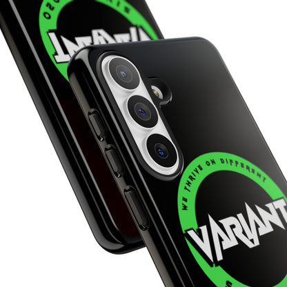 Variant Logo Tough Phone Case — Green Circle "We Thrive on Different" Design