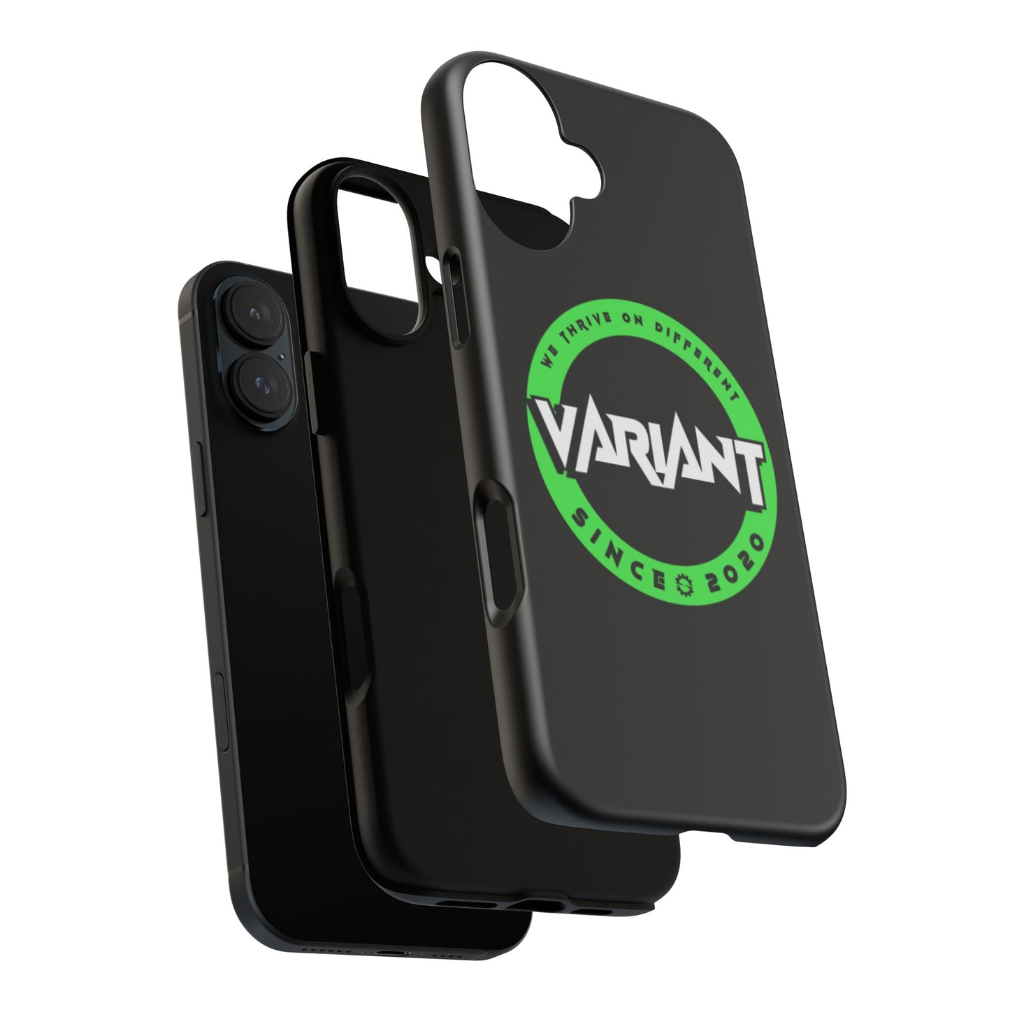 Variant Logo Tough Phone Case — Green Circle "We Thrive on Different" Design