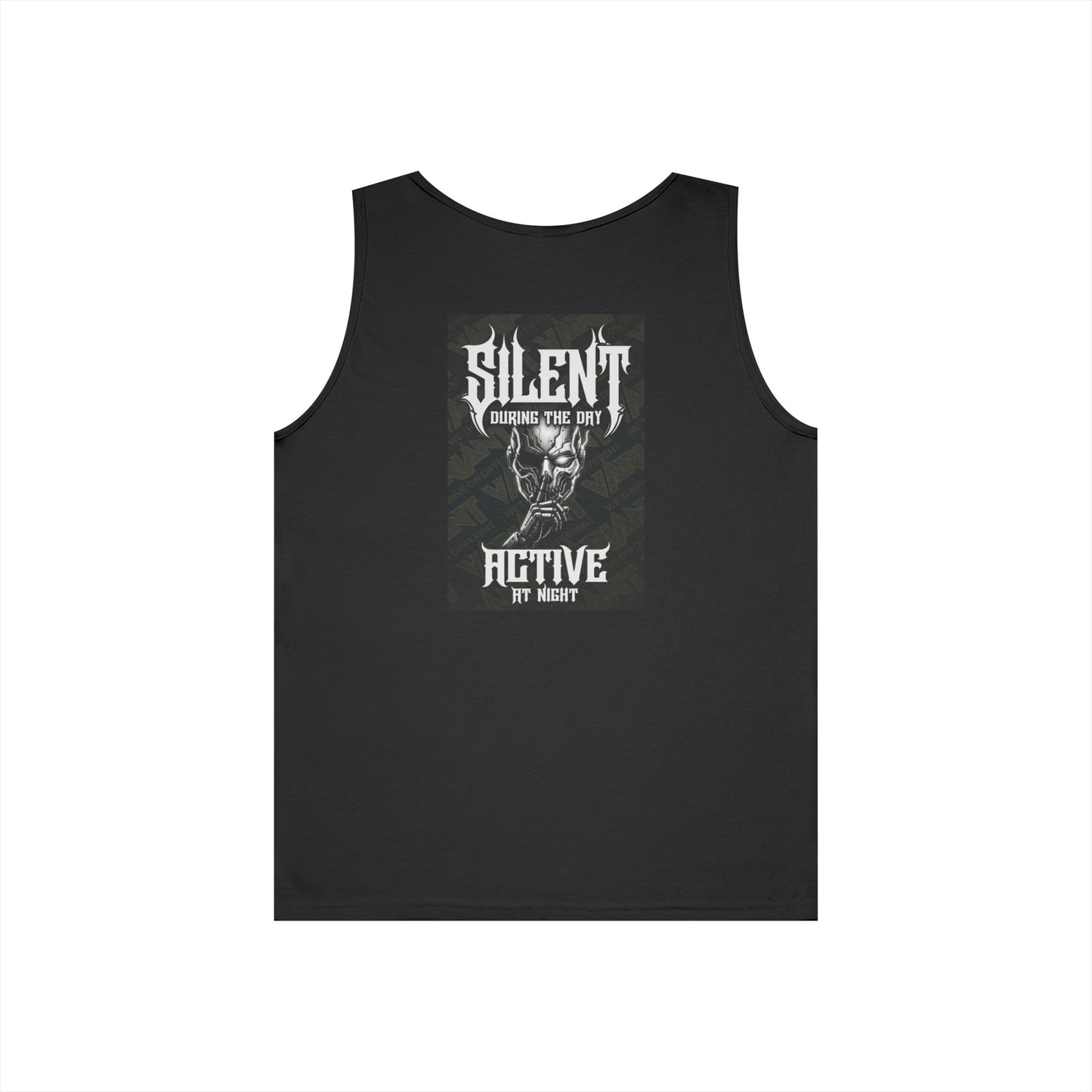 Nightfall TX back graphic alternate — Silent Active Skull Graphic Muscle Tee