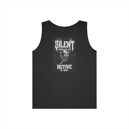 Nightfall TX back graphic alternate — Silent Active Skull Graphic Muscle Tee