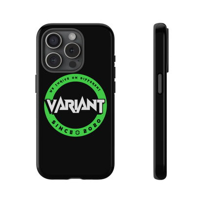 Variant Logo Tough Phone Case — Green Circle "We Thrive on Different" Design