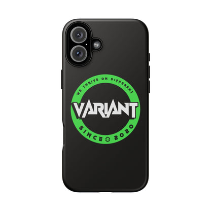 Variant Logo Tough Phone Case — Green Circle "We Thrive on Different" Design