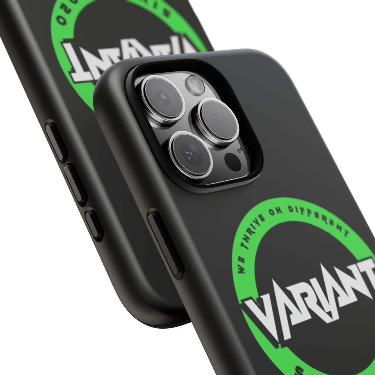 Variant Logo Tough Phone Case — Green Circle "We Thrive on Different" Design
