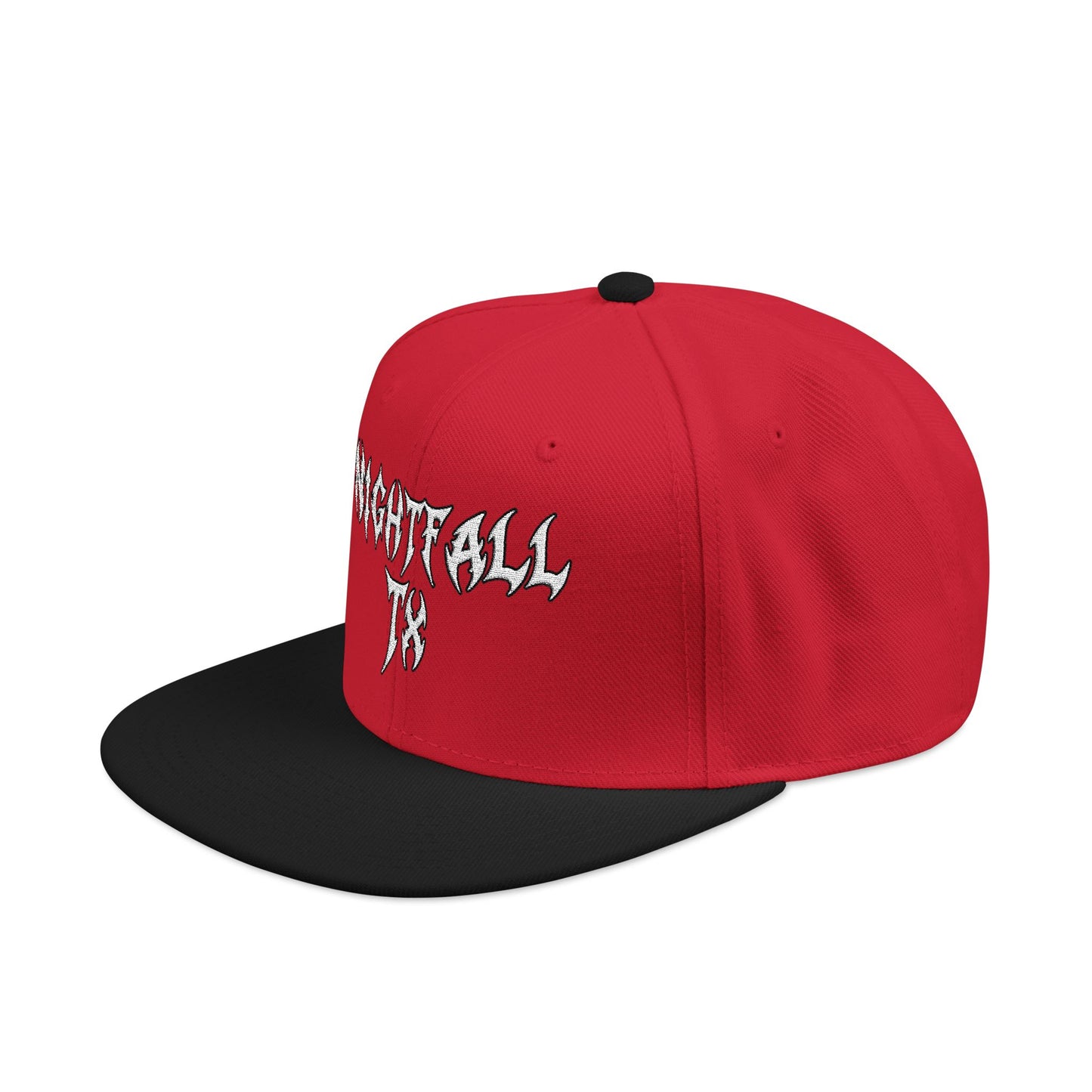 Nightfall Texas Snapback Hat — Black & Cyan Split Brim with Distressed Script