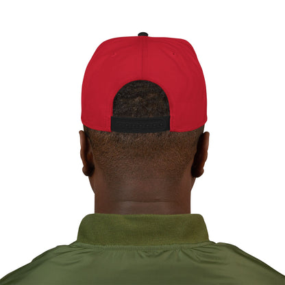 Nightfall Texas Snapback Hat — Black & Cyan Split Brim with Distressed Script