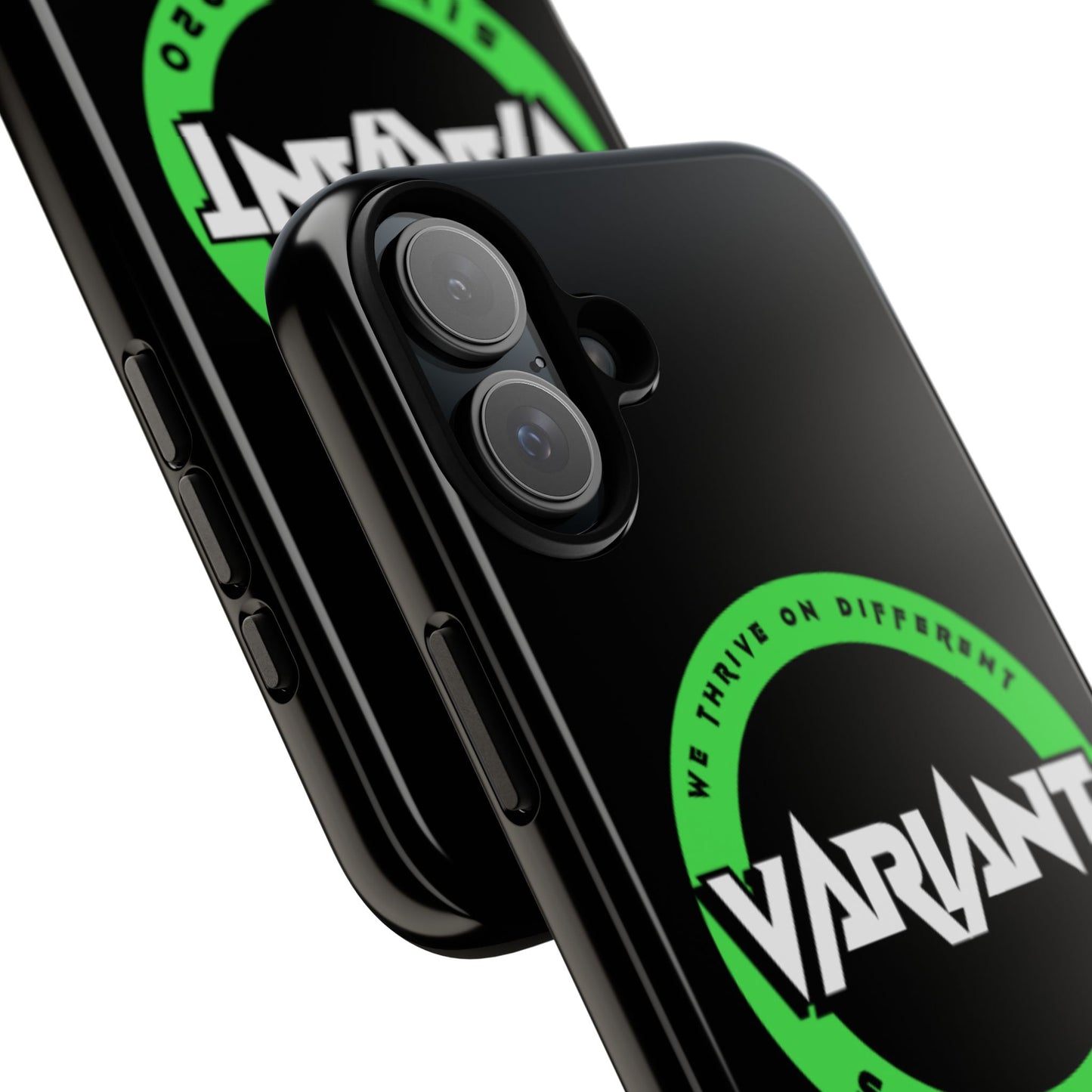 Variant Logo Tough Phone Case — Green Circle "We Thrive on Different" Design