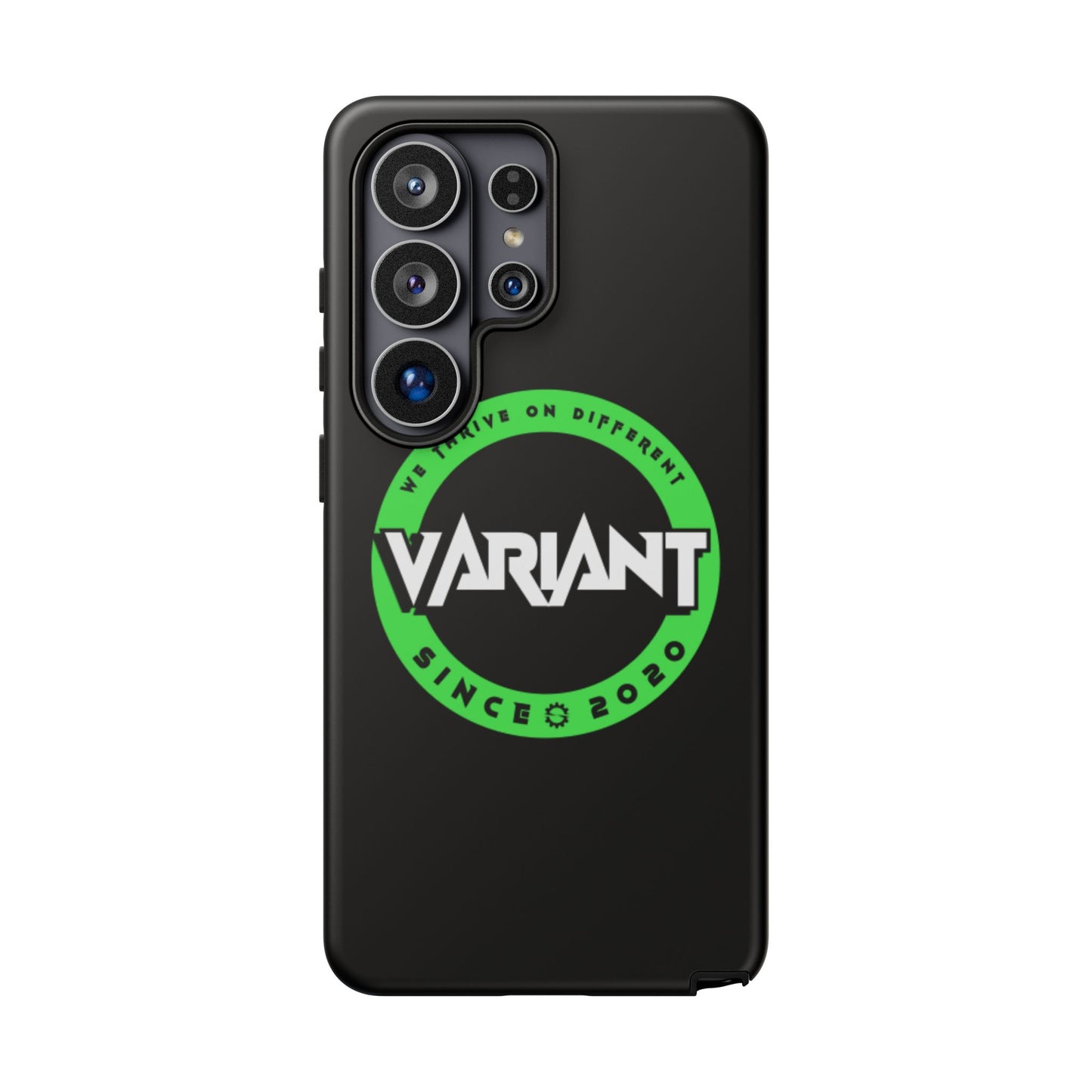 Variant Logo Tough Phone Case — Green Circle "We Thrive on Different" Design