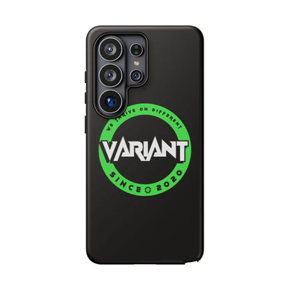 Variant Logo Tough Phone Case — Green Circle "We Thrive on Different" Design