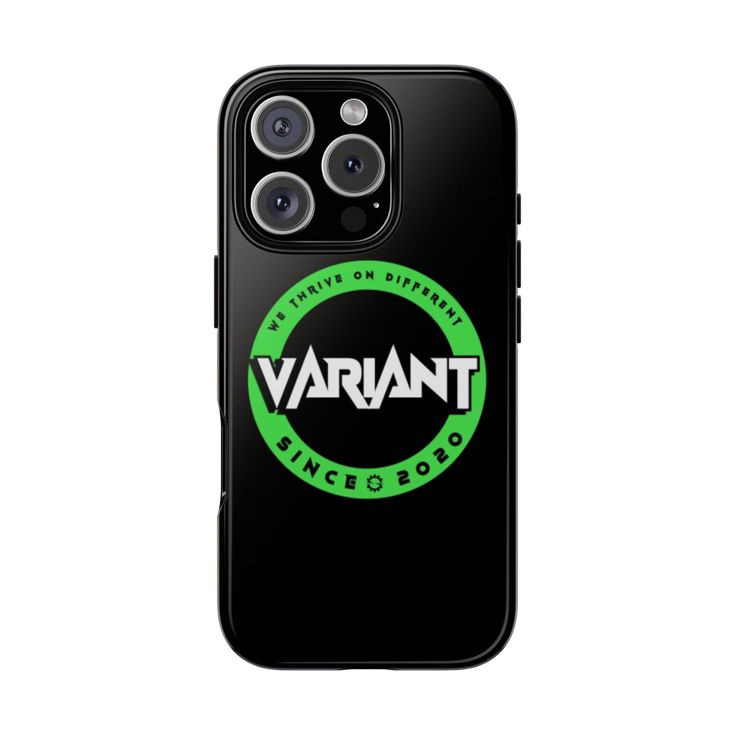 Variant Logo Tough Phone Case — Green Circle "We Thrive on Different" Design