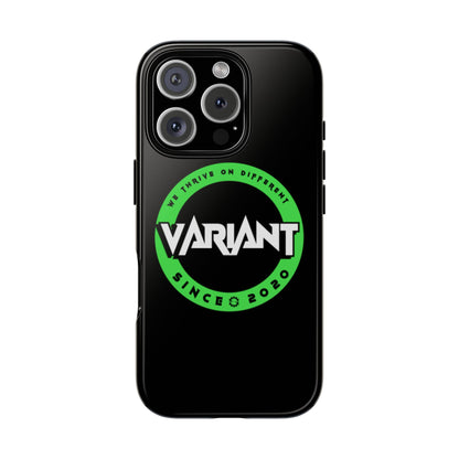 Variant Logo Tough Phone Case — Green Circle "We Thrive on Different" Design