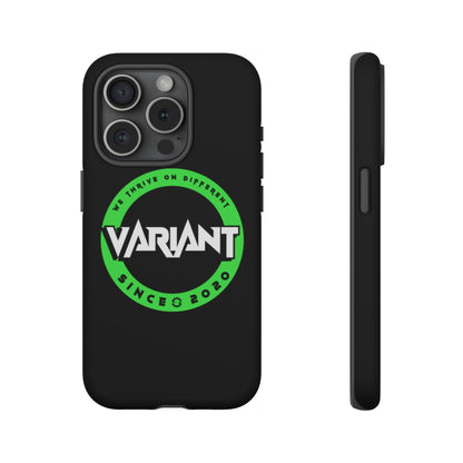 Variant Logo Tough Phone Case — Green Circle "We Thrive on Different" Design