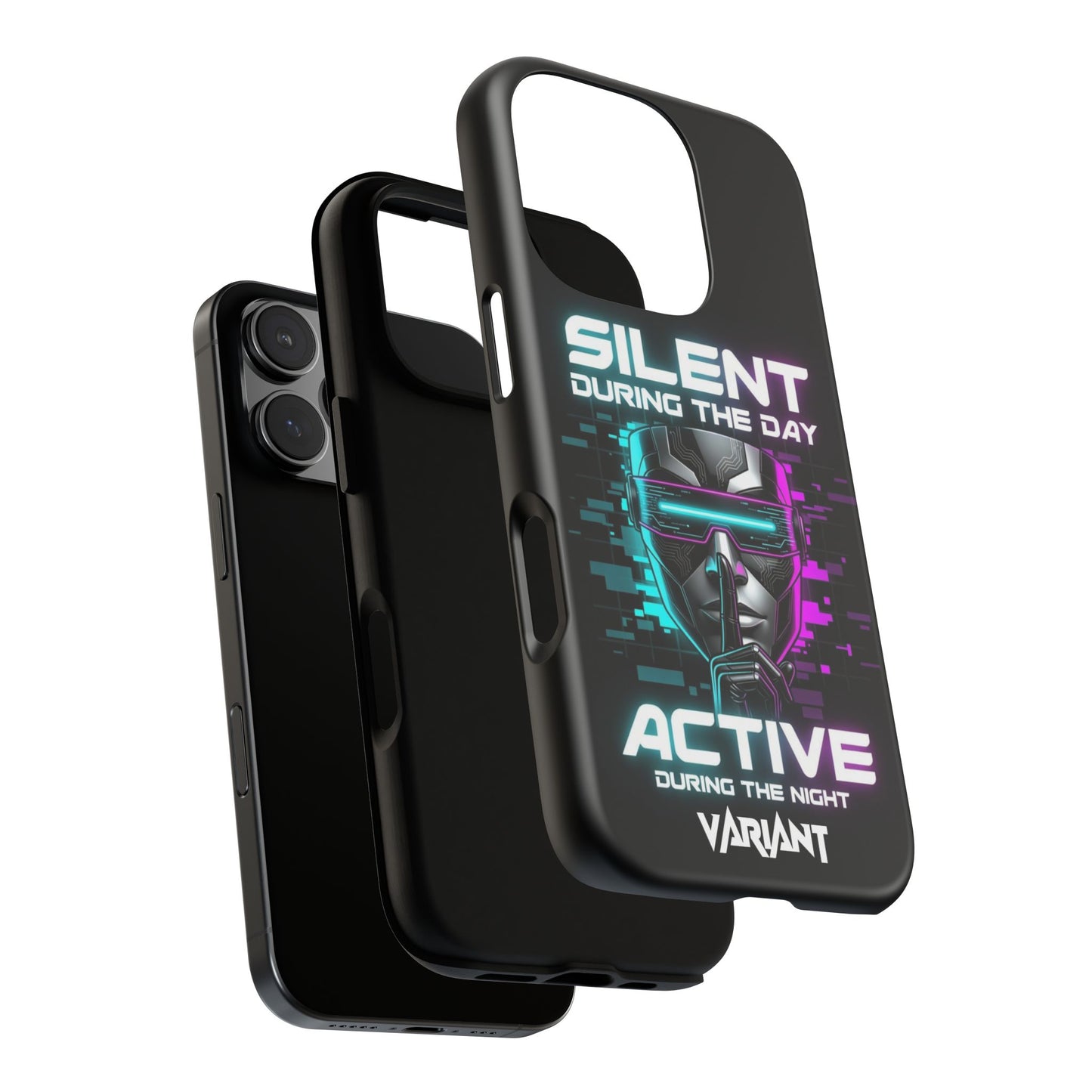 Silent During the Day Active During the Night Phone Case — Neon Cyberpunk Gamer iPhone Cover