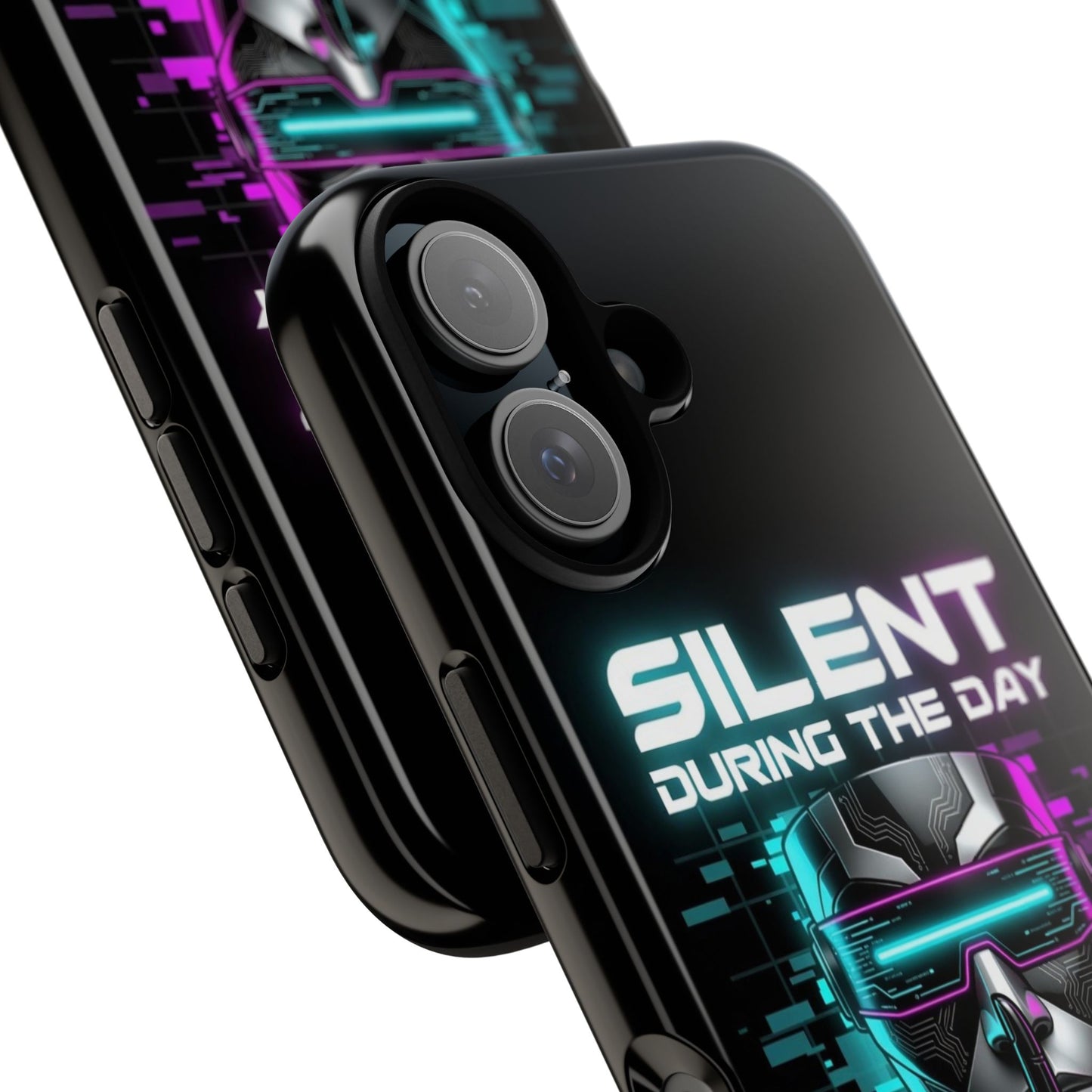 Silent During the Day Active During the Night Phone Case — Neon Cyberpunk Gamer iPhone Cover