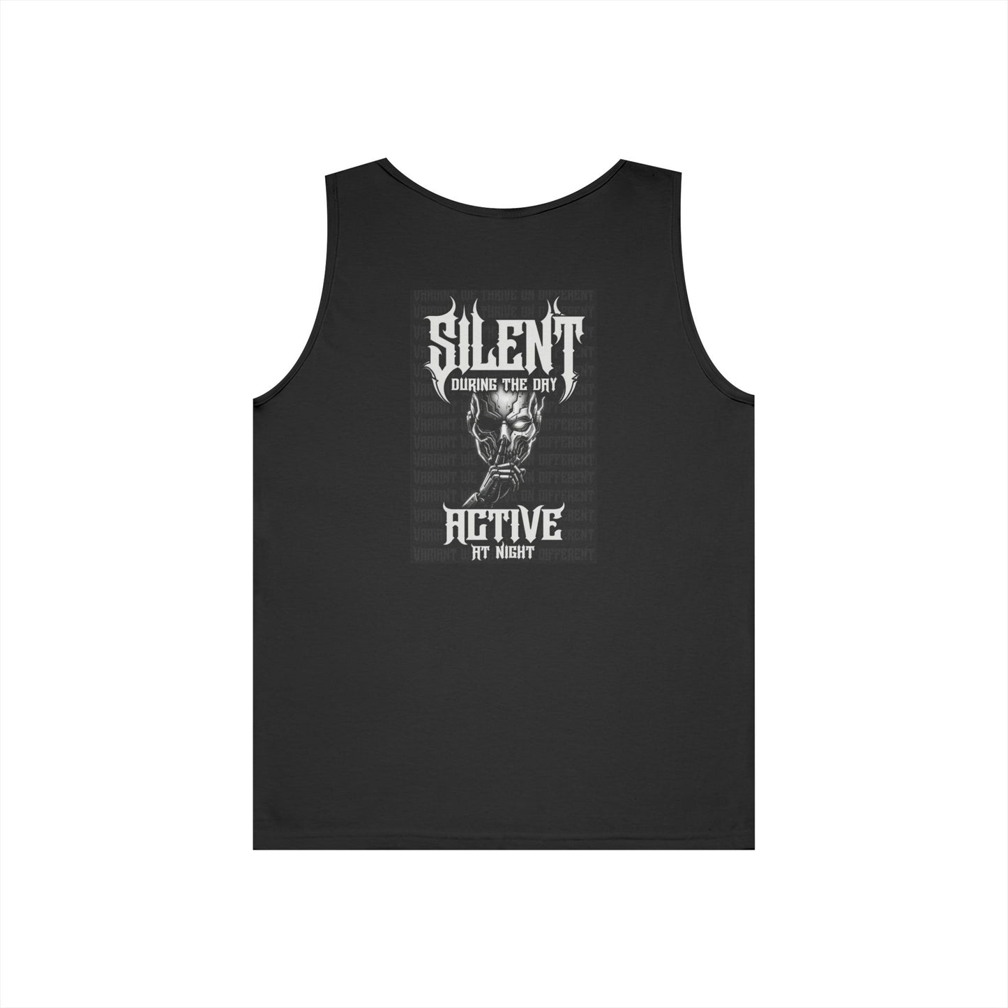Nightfall TX Graphic Tank — 'Silent Active By Night' Skull Band Tank Top
