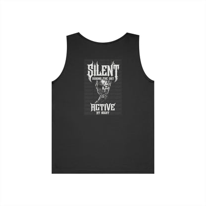 Nightfall TX Graphic Tank — 'Silent Active By Night' Skull Band Tank Top