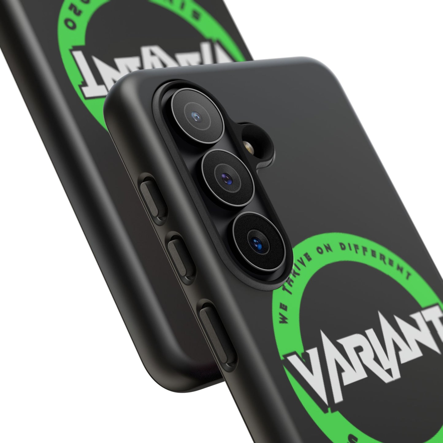 Variant Logo Tough Phone Case — Green Circle "We Thrive on Different" Design