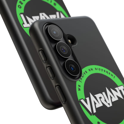 Variant Logo Tough Phone Case — Green Circle "We Thrive on Different" Design