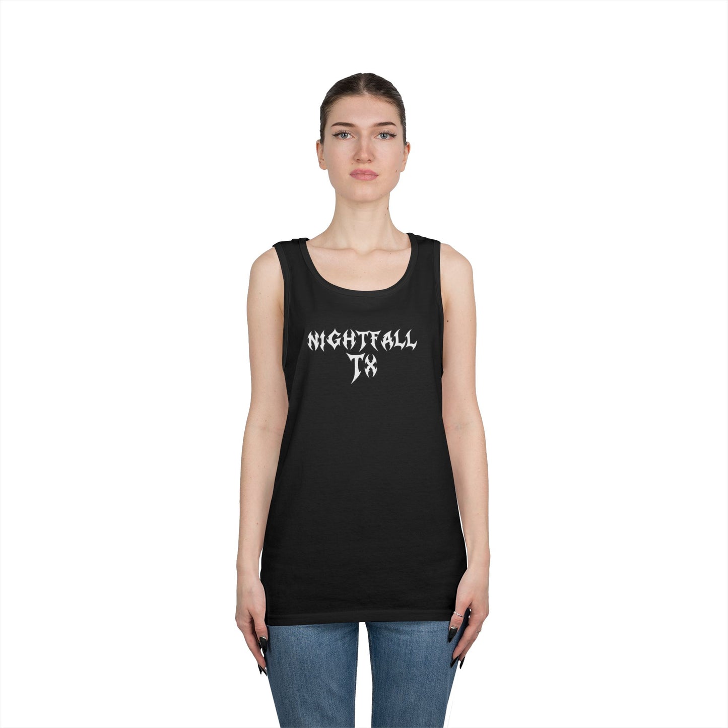 Nightfall TX Graphic Tank — 'Silent Active By Night' Skull Band Tank Top