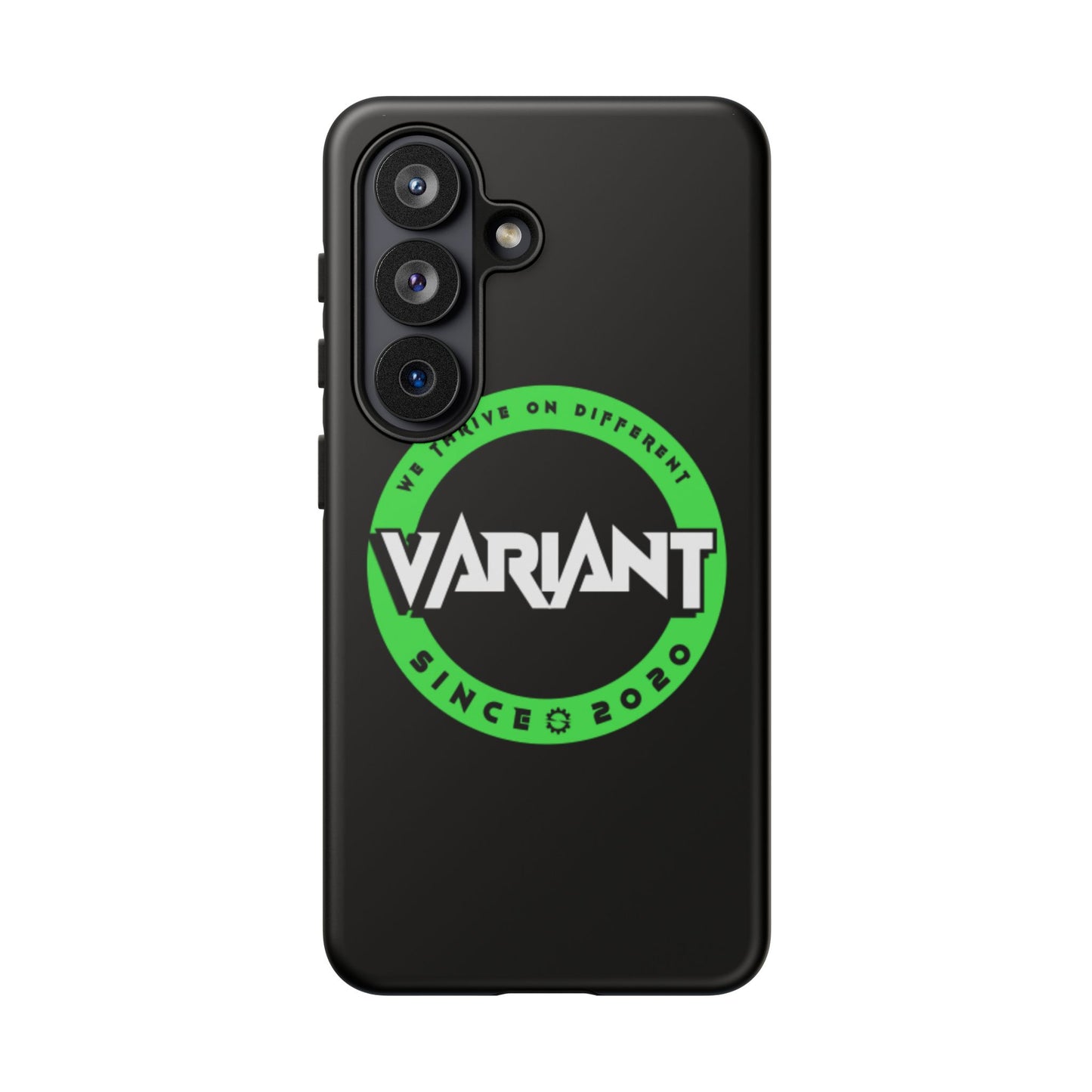 Variant Logo Tough Phone Case — Green Circle "We Thrive on Different" Design