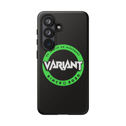 Variant Logo Tough Phone Case — Green Circle "We Thrive on Different" Design