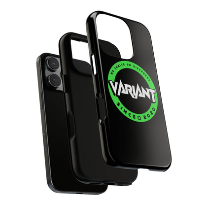 Variant Logo Tough Phone Case — Green Circle "We Thrive on Different" Design