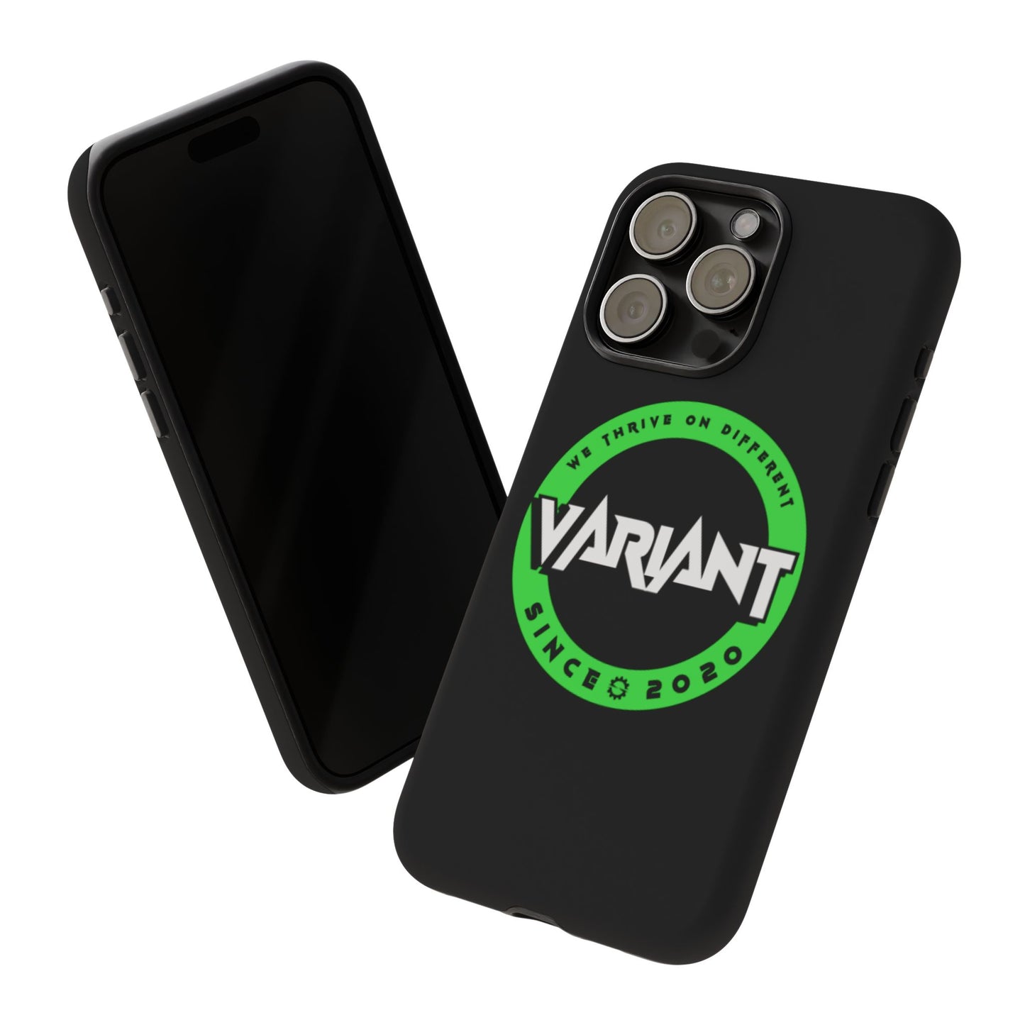 Variant Logo Tough Phone Case — Green Circle "We Thrive on Different" Design
