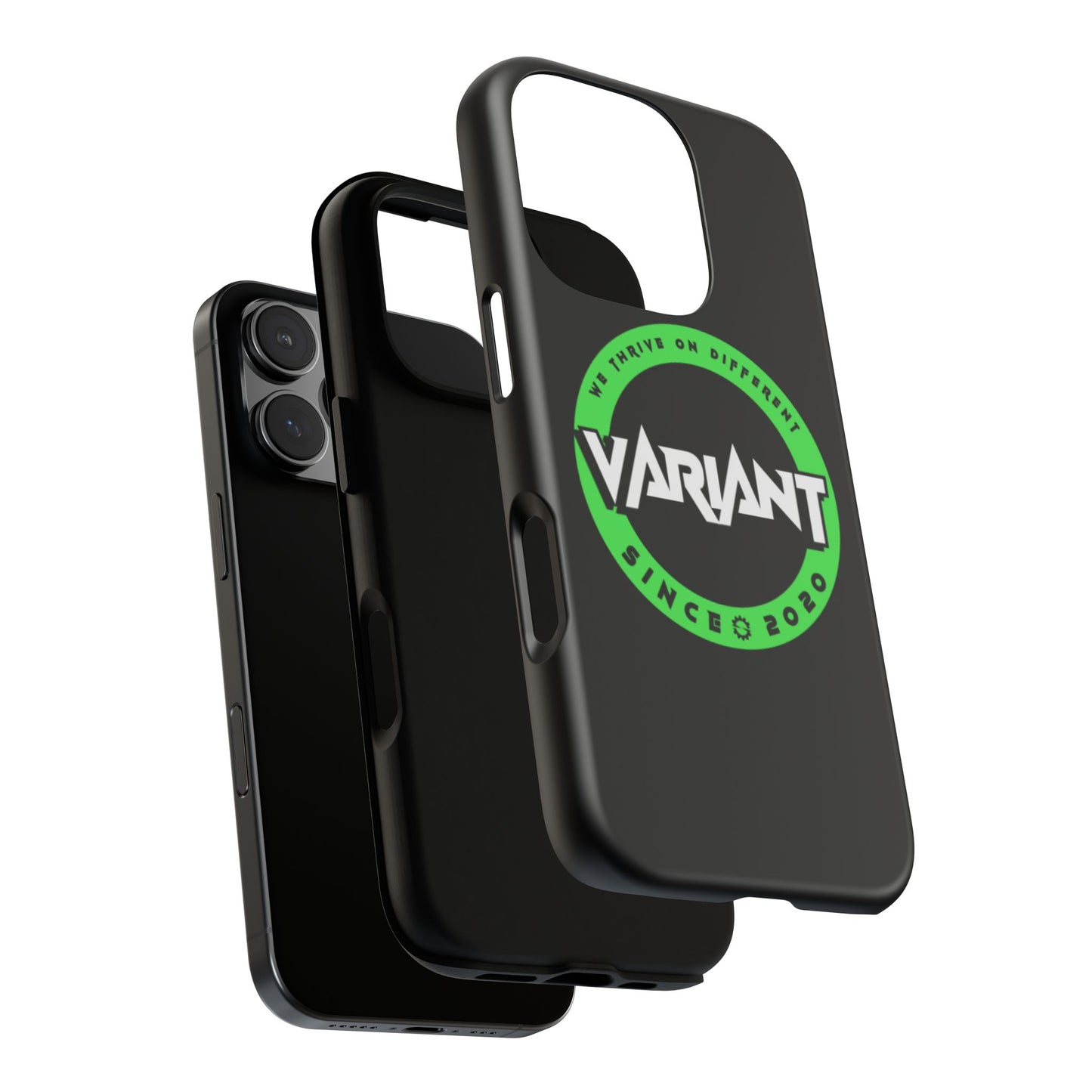 Variant Logo Tough Phone Case — Green Circle "We Thrive on Different" Design